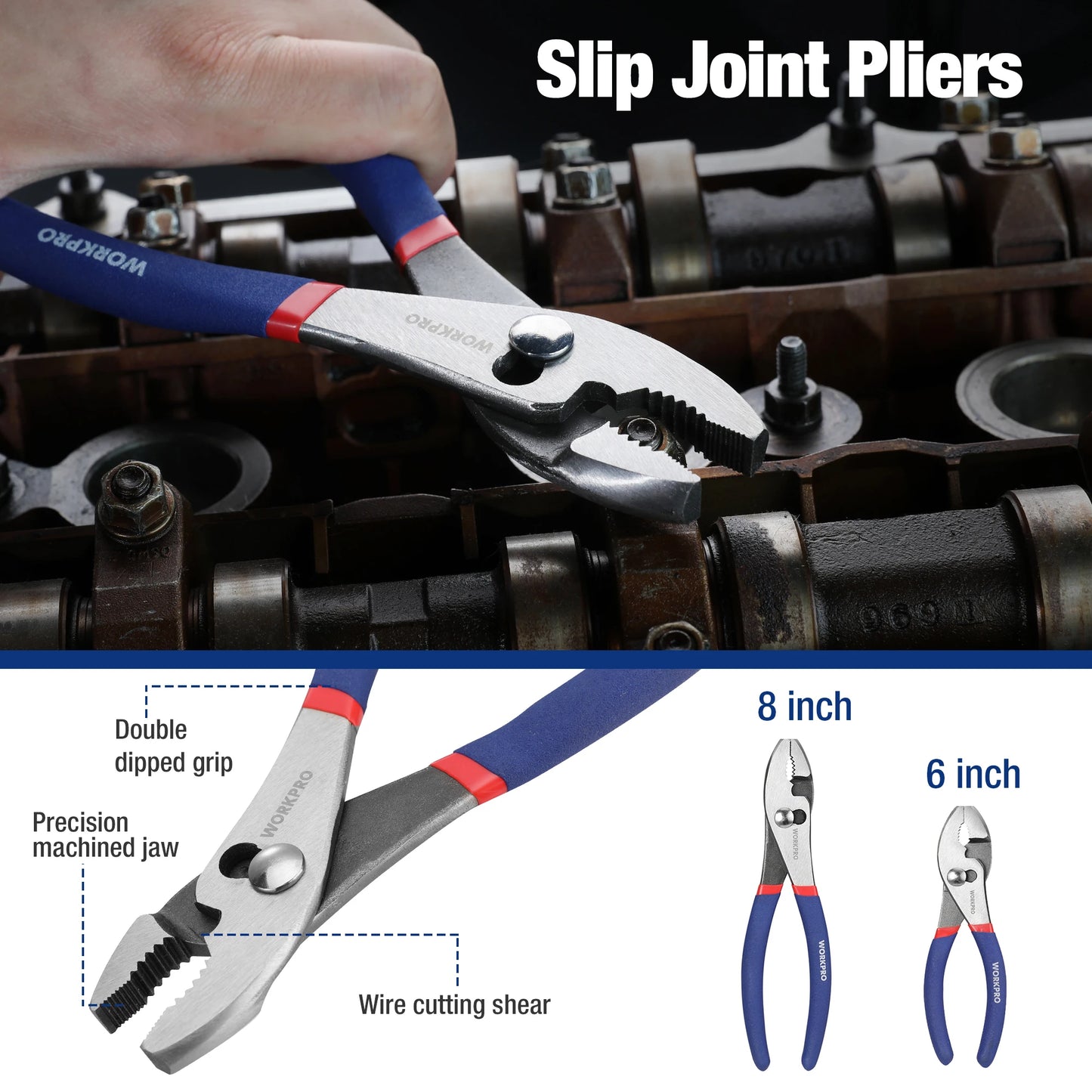 WORKPRO 7-Piece Pliers Set With Groove Joint Long Nose Diagonal