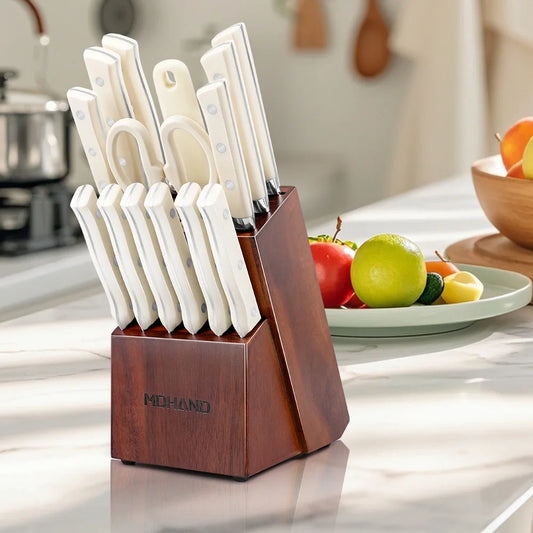 MDHAND Knife Block Set Stainless Steel Blades And Handles
