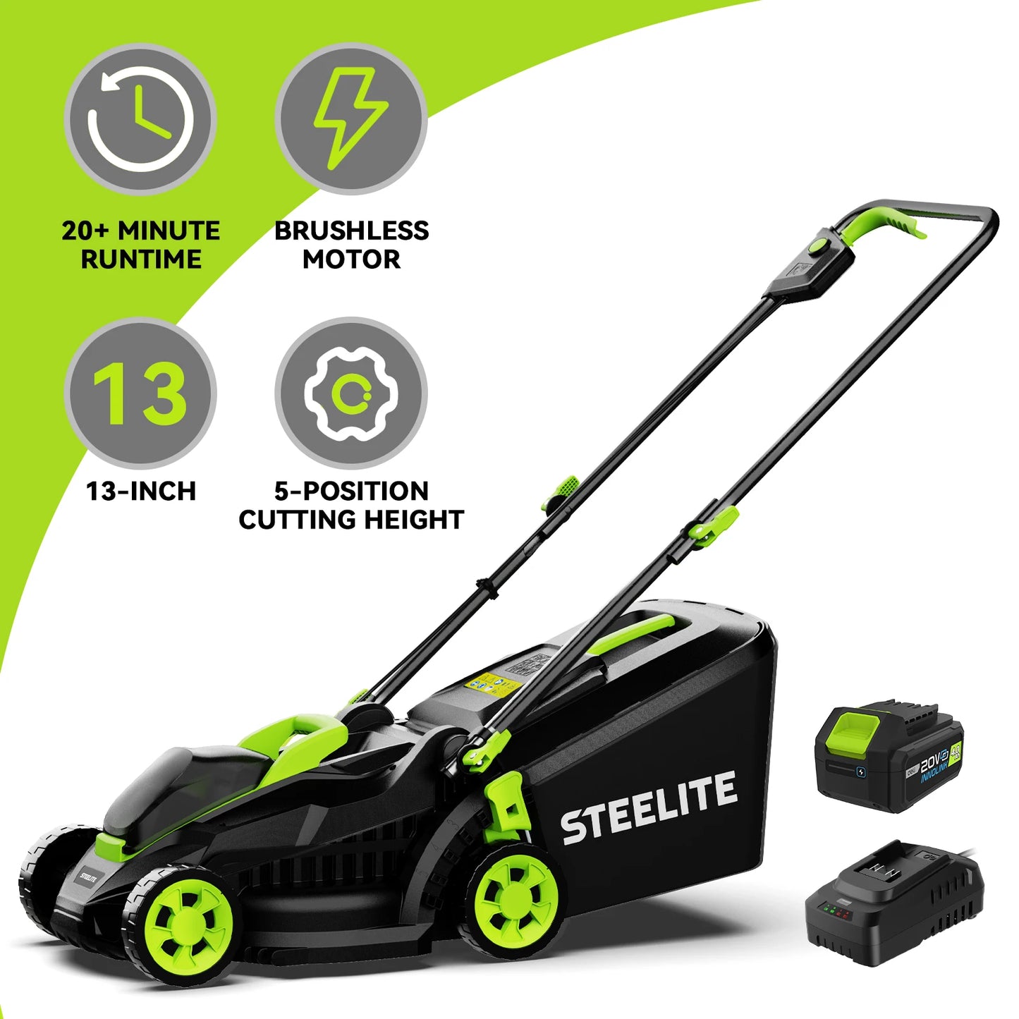 Deli 2 In 1 Cordless Electric Lawn Mower Brushless