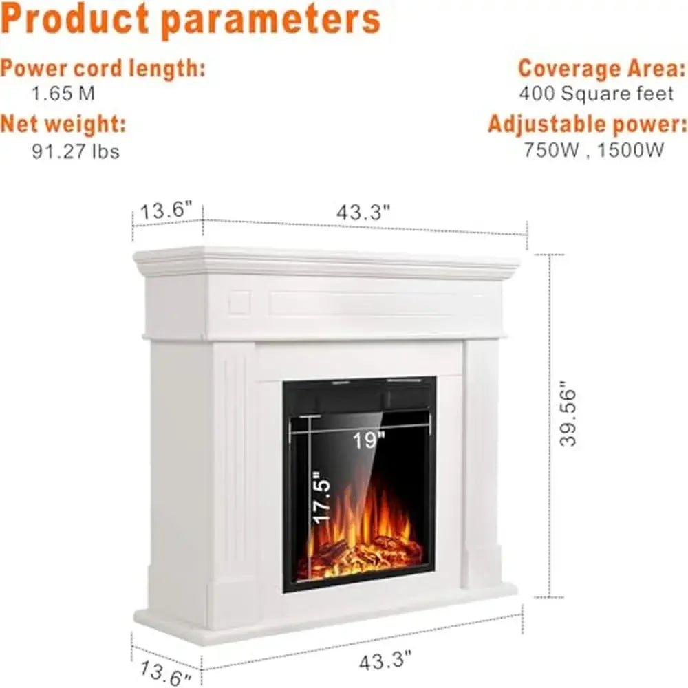 XMSJ Freestanding Electric Fireplace Heater With Log Remote
