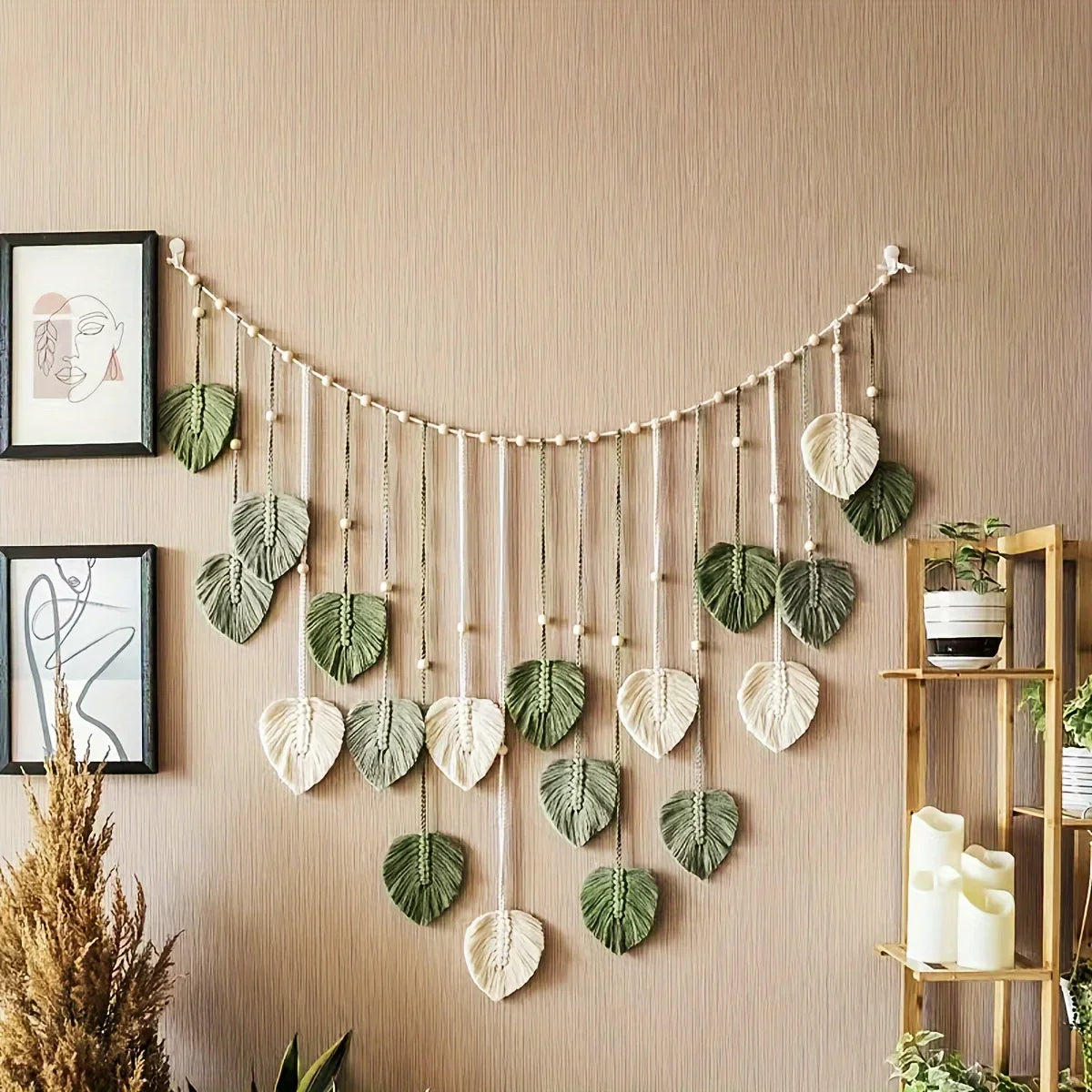 Modern Woven Wall Decor Leaves Bohemian Home Accent