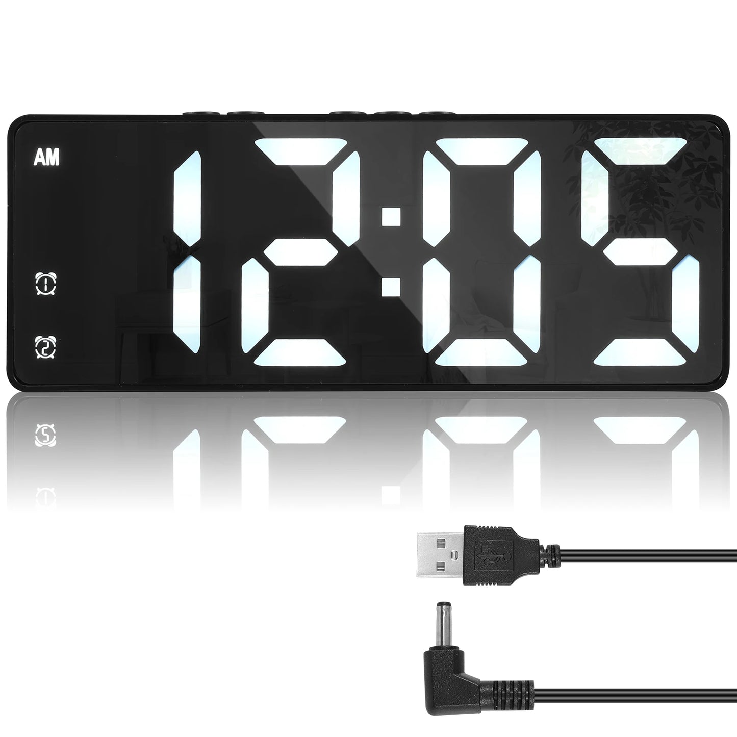 LED Alarm Clock With Voice Control, Adjustable Brightness, Dual Power