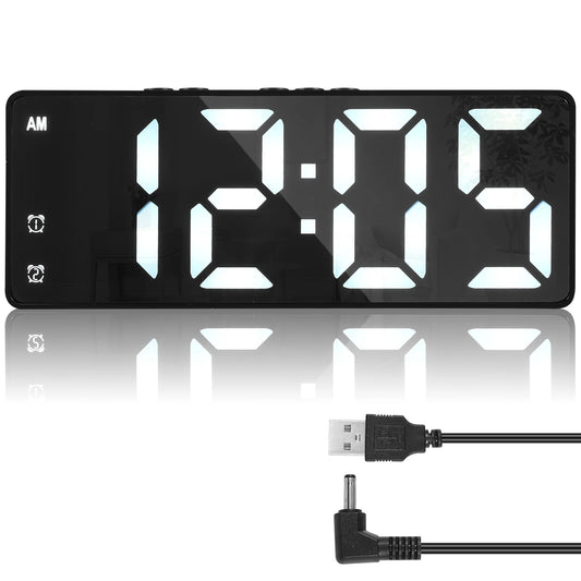 LED Alarm Clock With Voice Control, Adjustable Brightness, Dual Power
