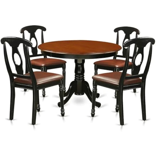 RBXCHign Round Dining Table And Faux Leather Chairs