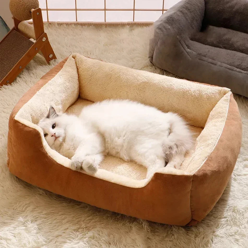 Cozy Plush Cat Bed For Cats And Kittens With House