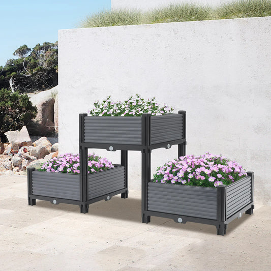 Square Planter Box Raised Garden Bed With Drainage Grid Balcony