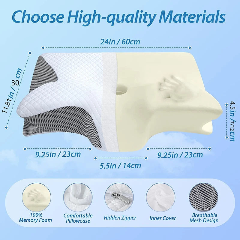 NONECN Memory Foam Cervical Pillow 2 In 1 Ergonomic Neck Support