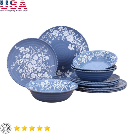 Dinnerware Bamboo Melamine Dinnerware Set With Floral Design