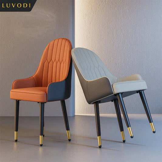 LUVODI PU Leather Dining Chairs With Arms Modern Metal Legs