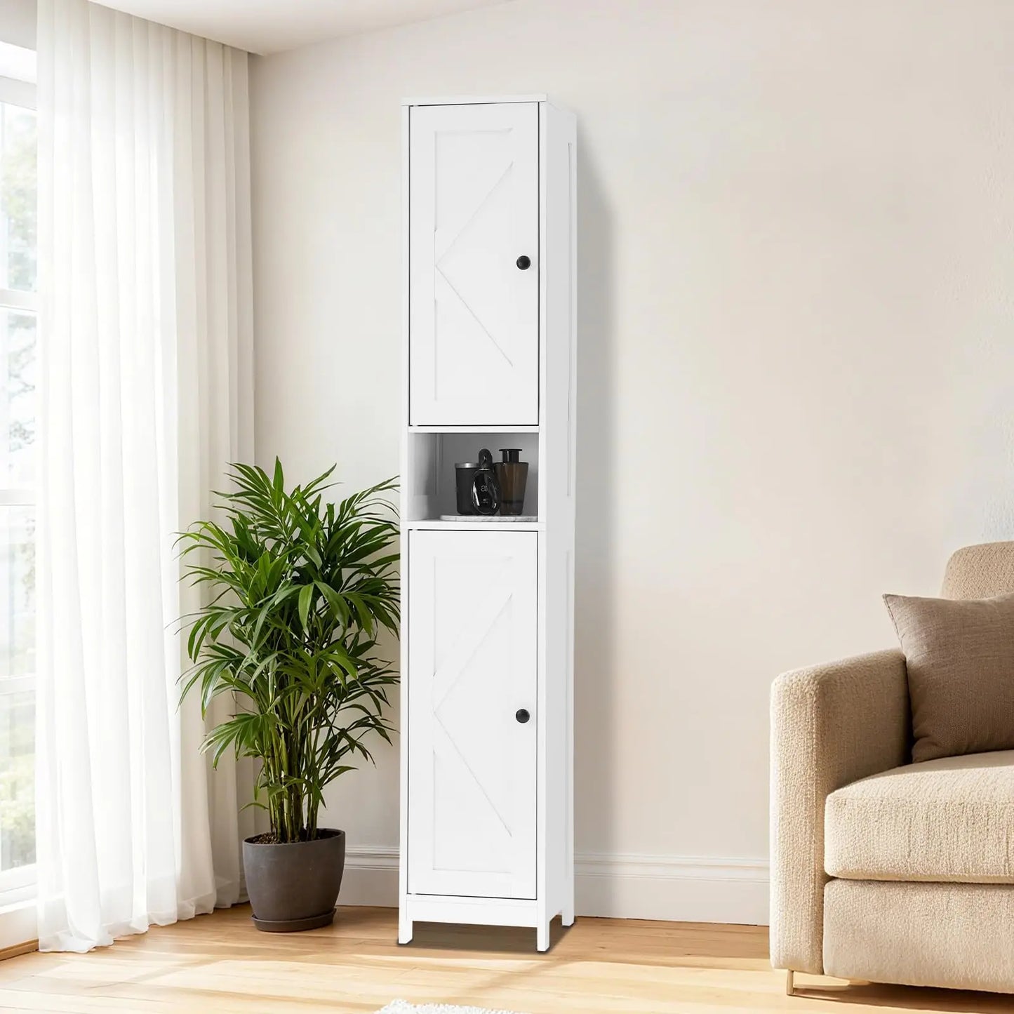 HiMISS Anti-Tip Bathroom Storage Cabinet With Adjustable Shelves