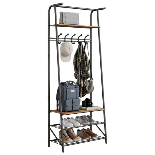 HiMISS Coat Rack Hallway With Shoe Storage Four In One