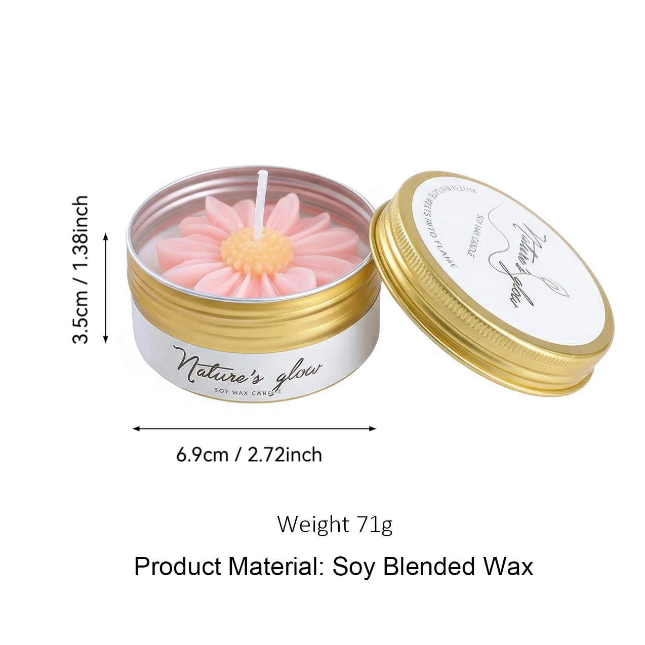 Chamomile Scented Soy Wax Candle Tin for Bedroom Decor Romantic Gift for Women