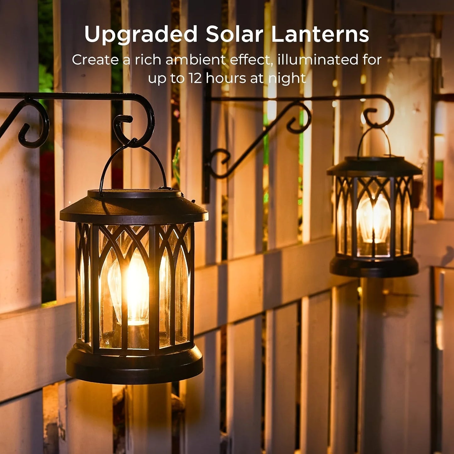 KPSTEK 2 Pack Upgraded Bright Solar Lantern Lights Outdoor Garden