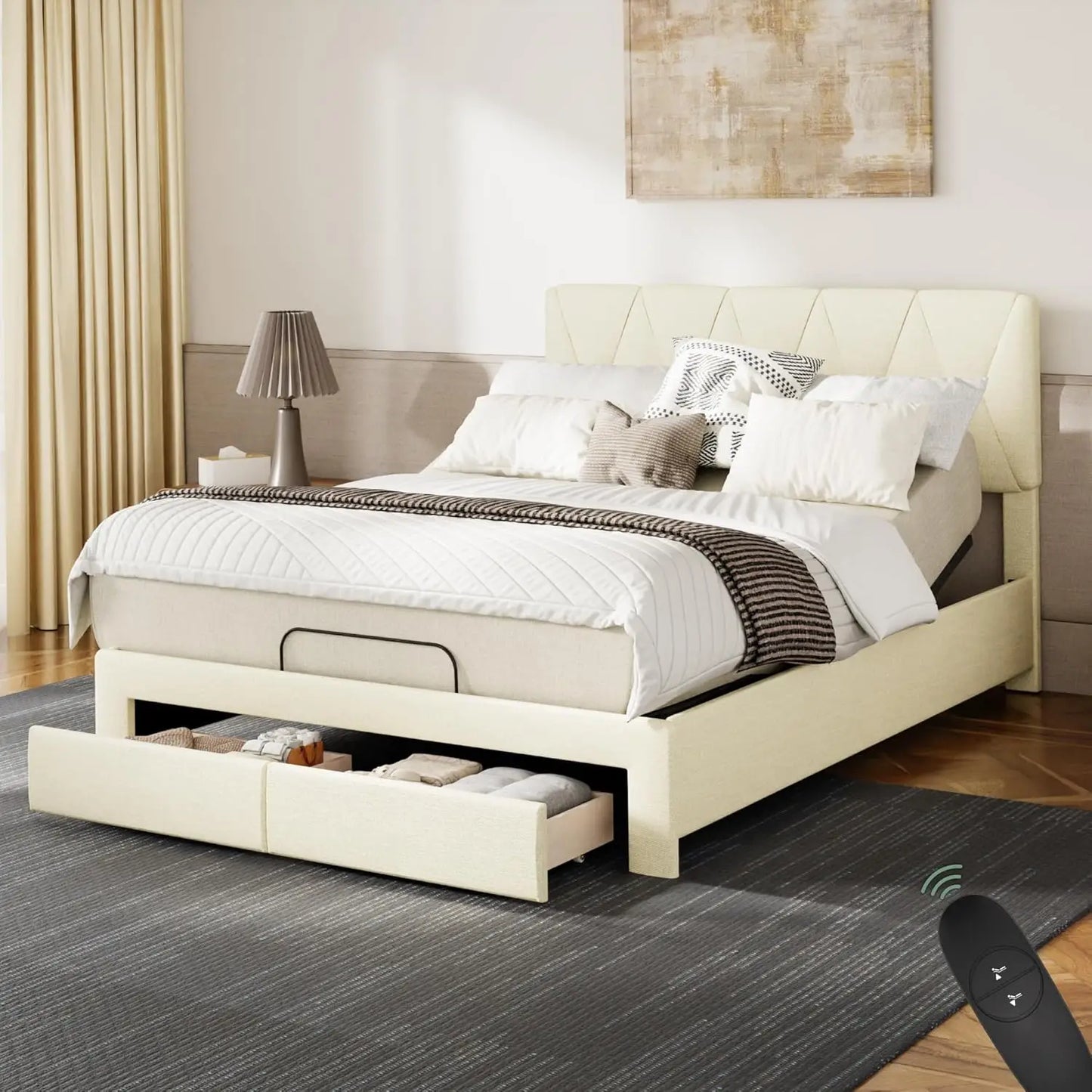 ZHUXIANG Softa Adjustable Bed Frame With Gel Memory Foam Mattress