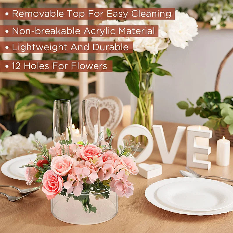 12-Hole Circular Acrylic Decorative Vase for Weddings and Parties