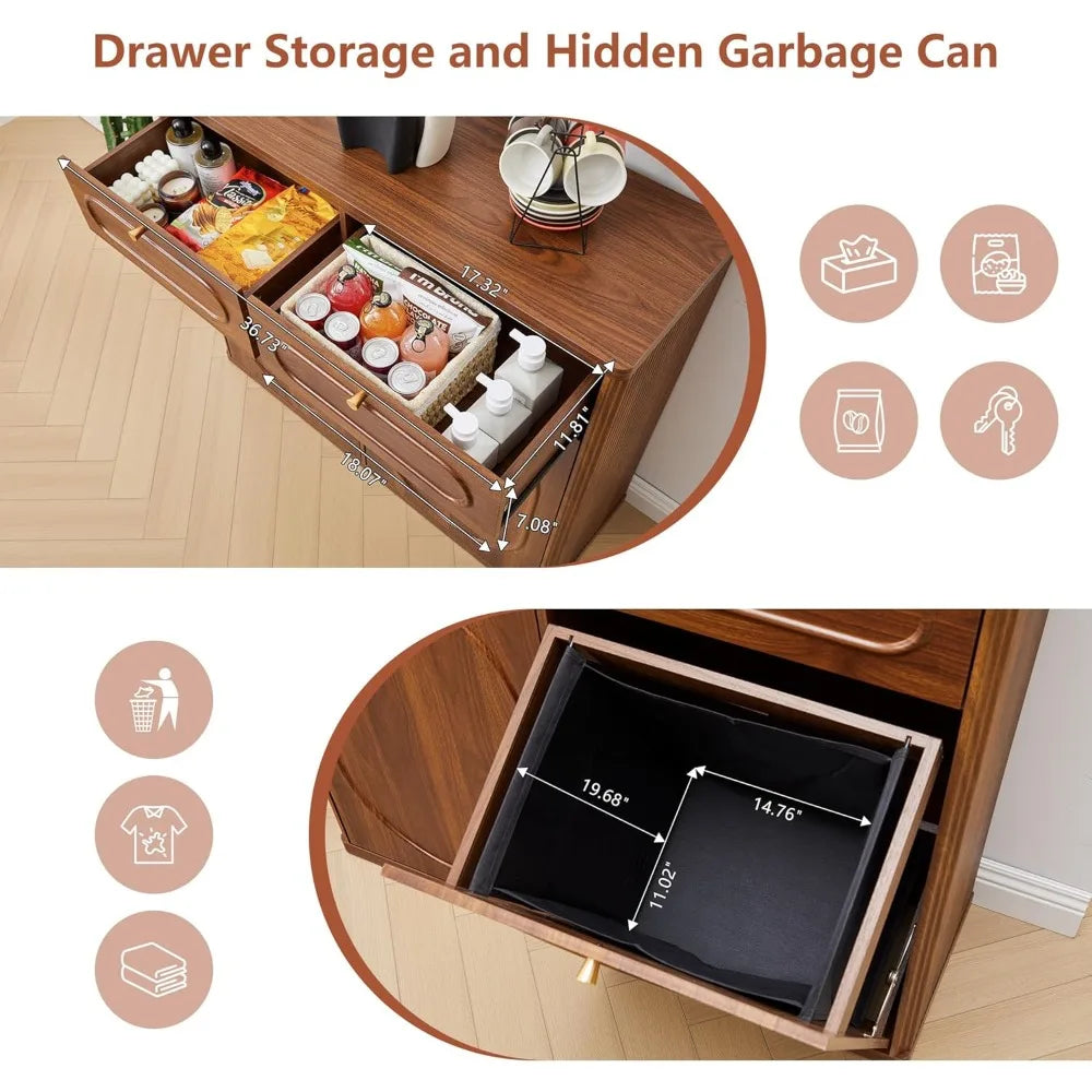 Double Tilt Out Trash Can Cabinet Wood Kitchen Drawer