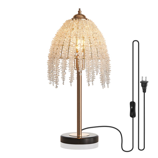 Elegant Crystal Table Lamp Waterfall Design With Shade Marble Base
