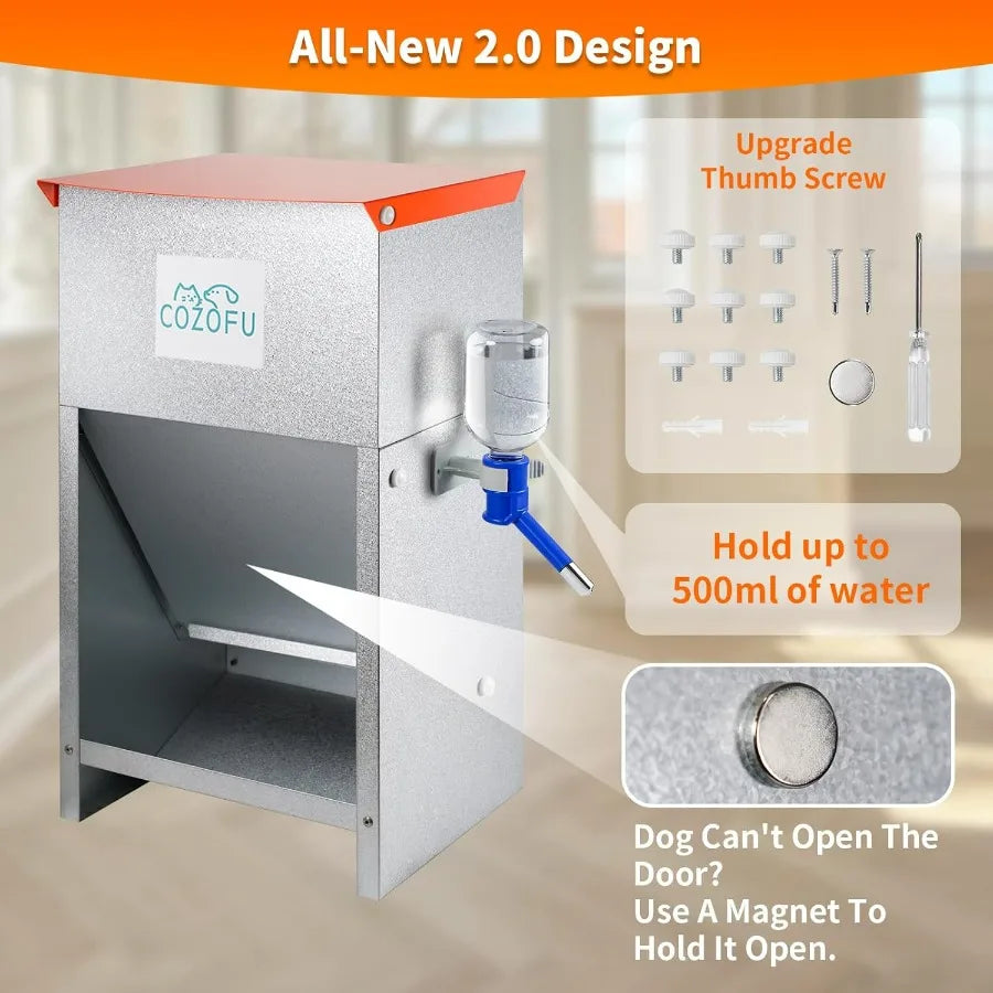 Hign-concerned Automatic Gravity Fed Dog Feeder With Water Bowl