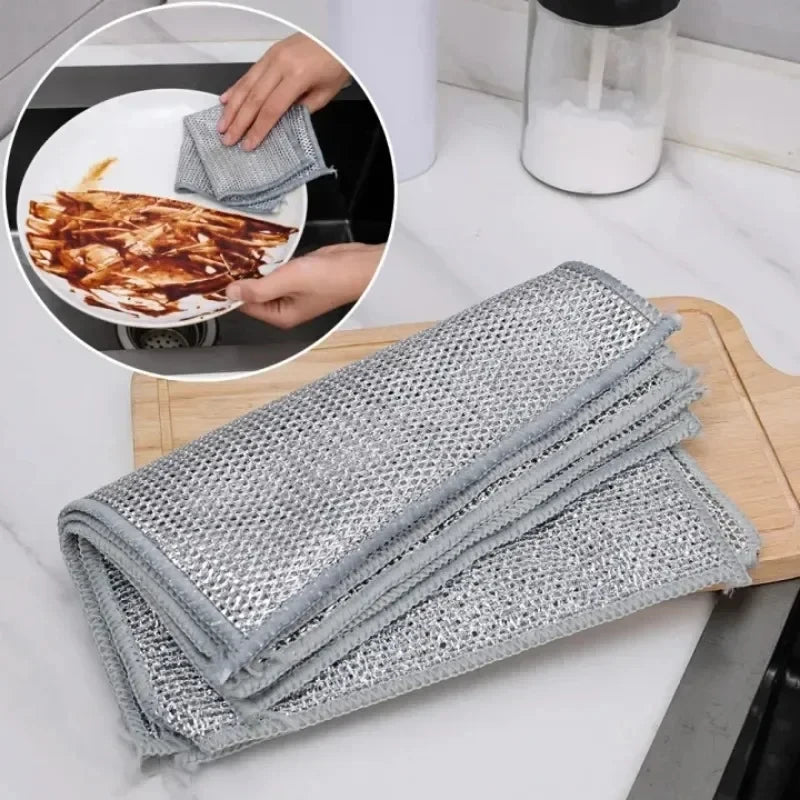 NONECN Thickened Steel Wire Cleaning Cloth Non Scratch Dish Rag