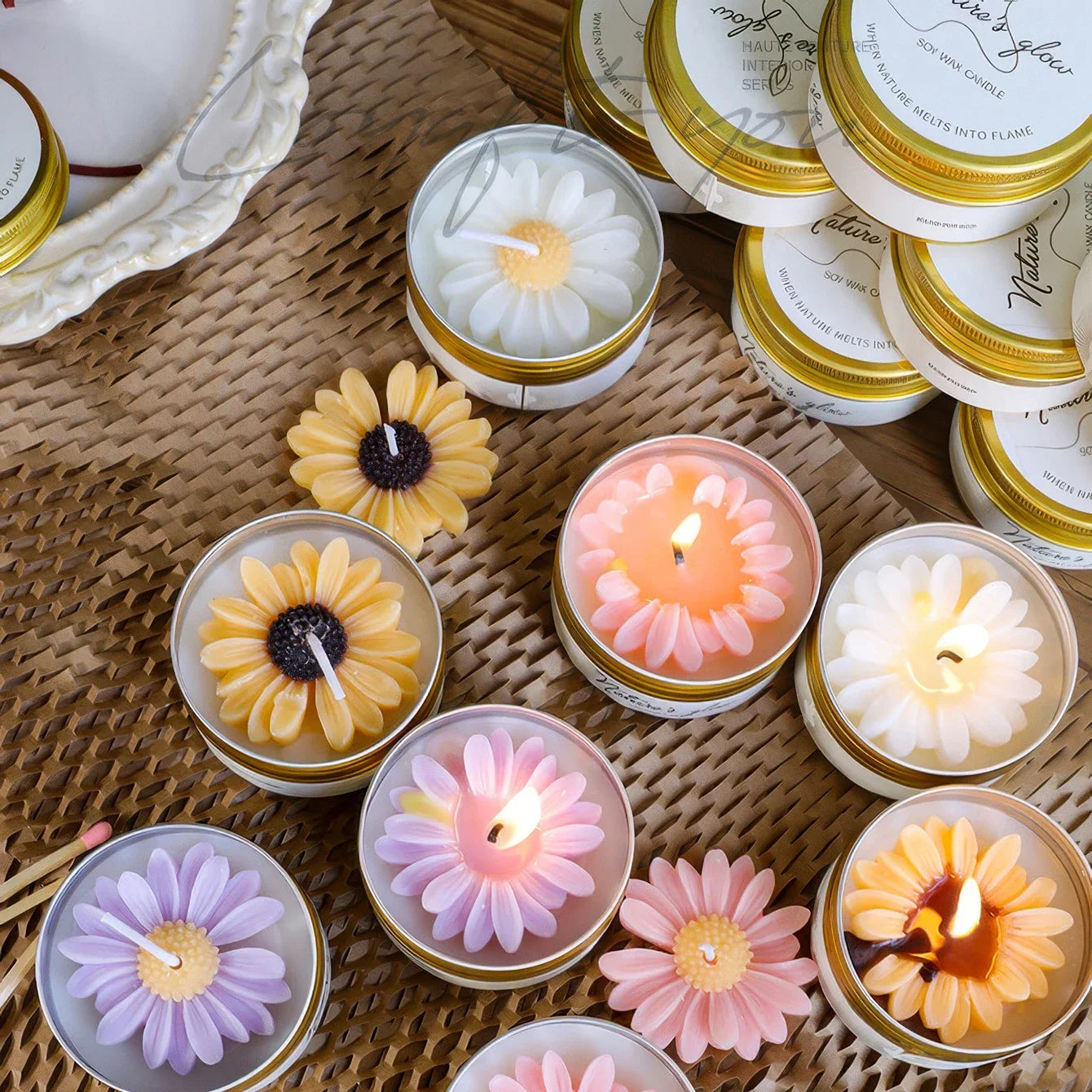 Chamomile Scented Soy Wax Candle Tin for Bedroom Decor Romantic Gift for Women