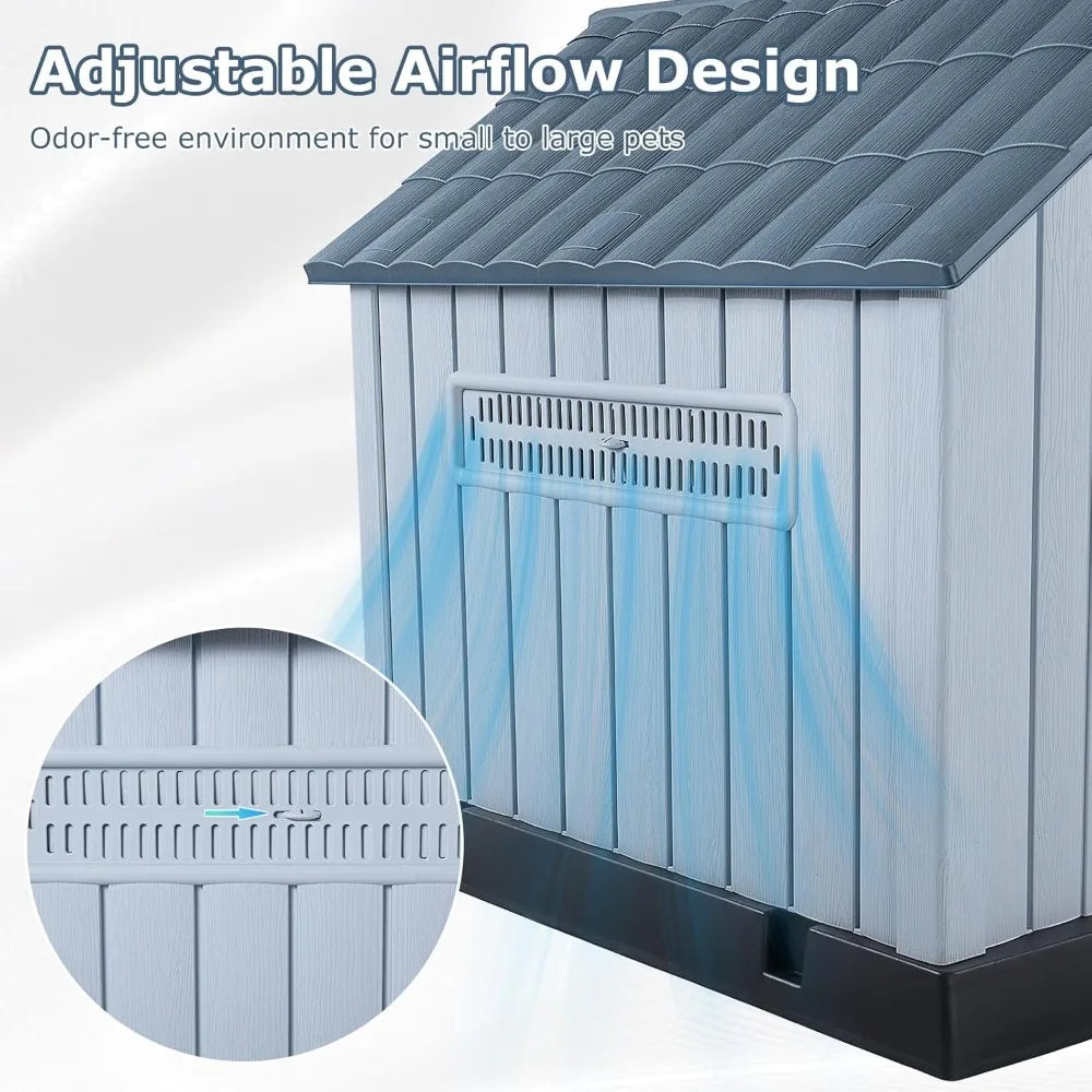 LEMBERI Waterproof Plastic Dog House For Indoor Outdoor Use With Air Vents