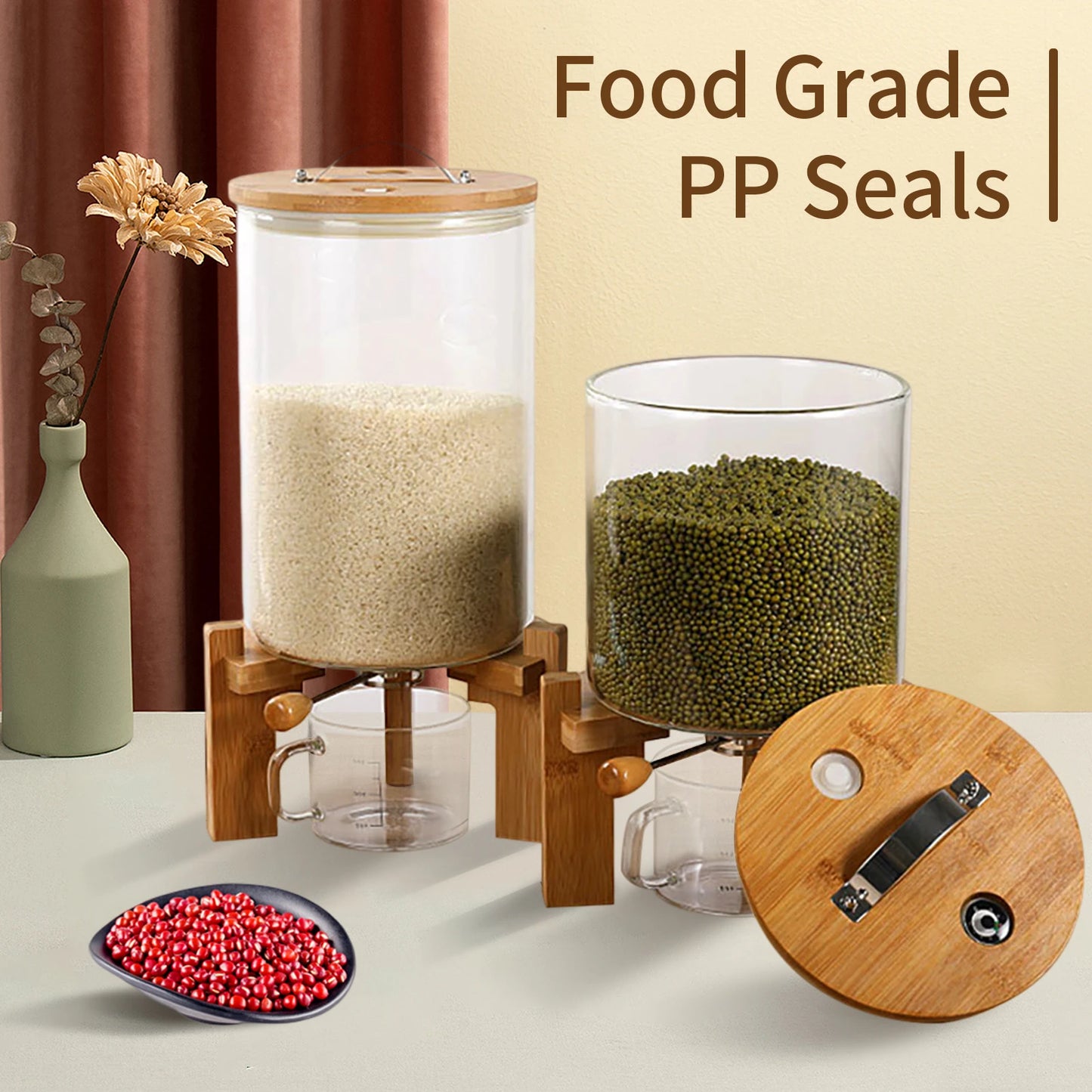 Glass Flour And Cereal Container With Airtight Seal For Kitchen