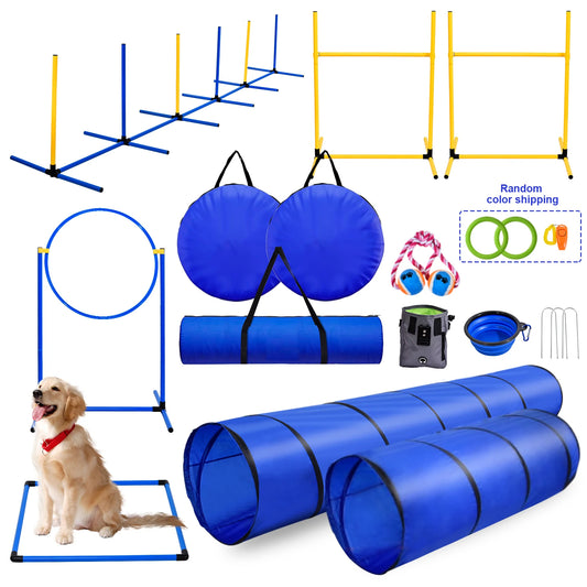 Dog Agility Training Set With Tunnels Jumps And Weave Poles