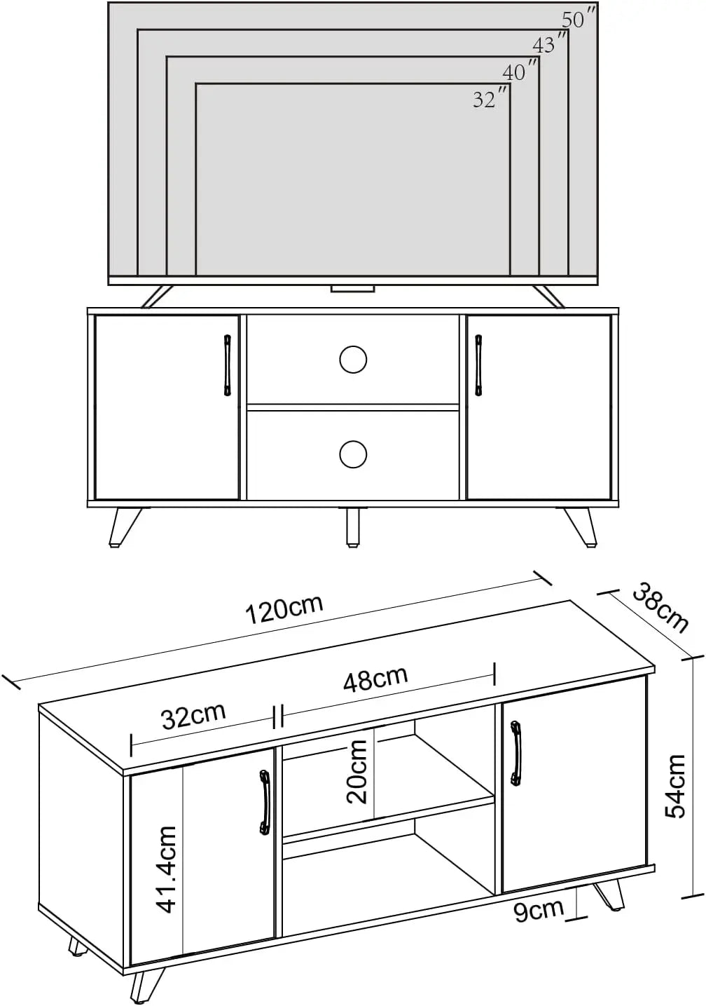 TV Stand Entertainment Center With Doors And Open Shelves