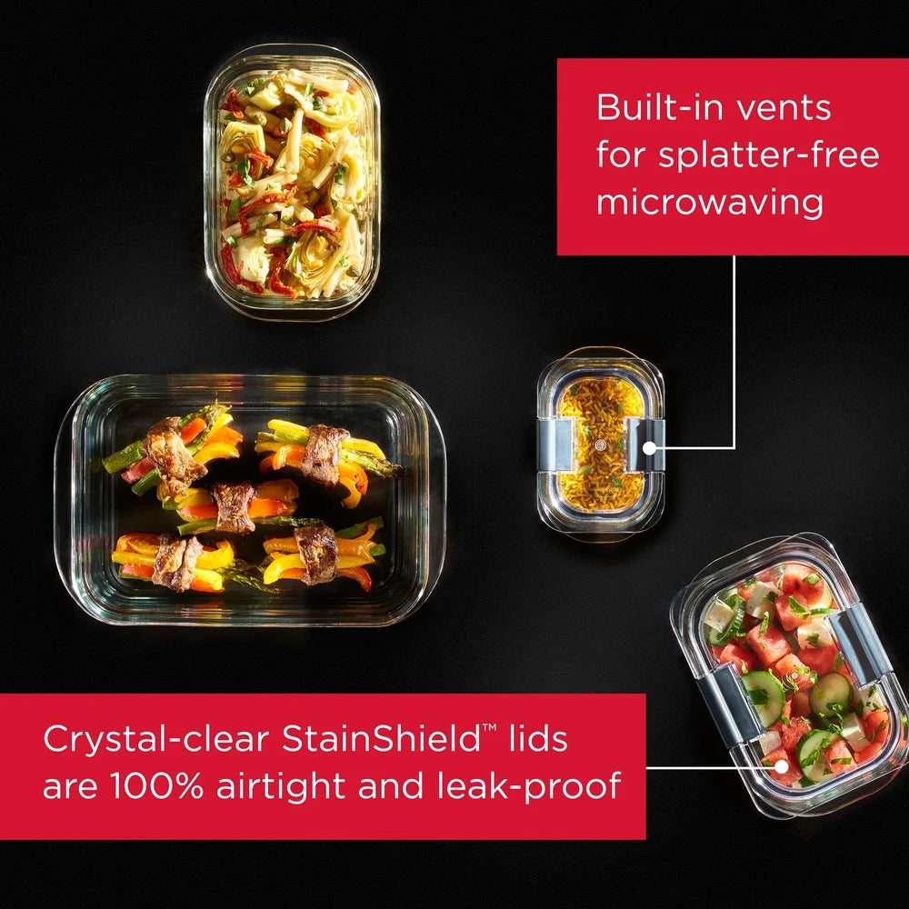 Airtight Glass Food Storage Containers Set Of 2 Microwave Safe