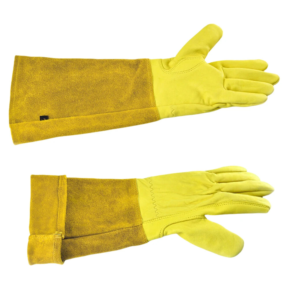 Long Thorn Proof Gardening Gloves With Leather Forearm Protection
