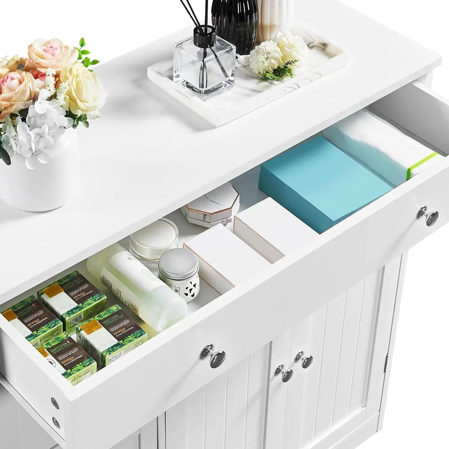 XMSJ Free Standing Bathroom Cabinet With Drawers And Doors