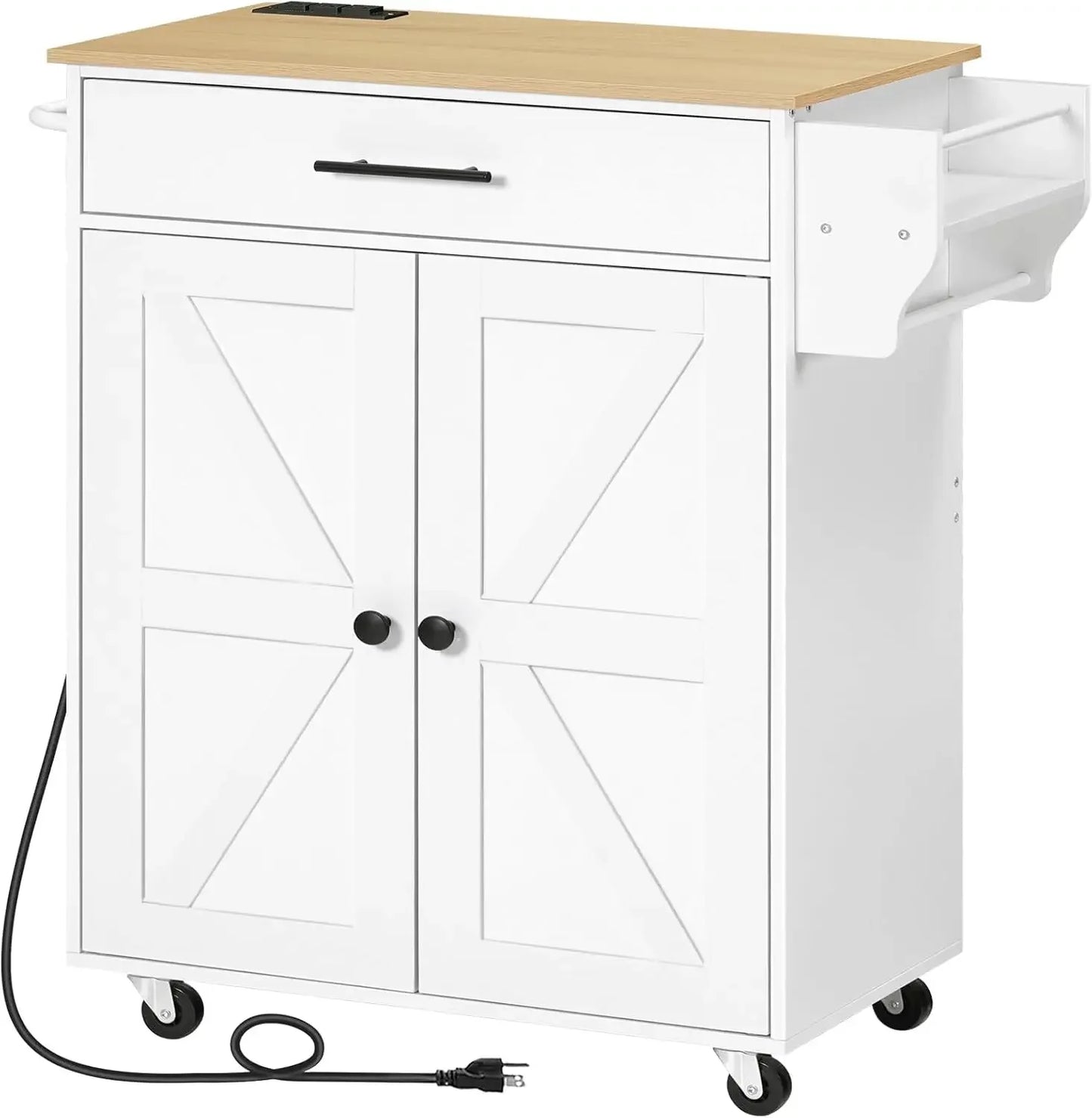 XMSJ Kitchen Island With Power Outlet Spice Rack And Drawer