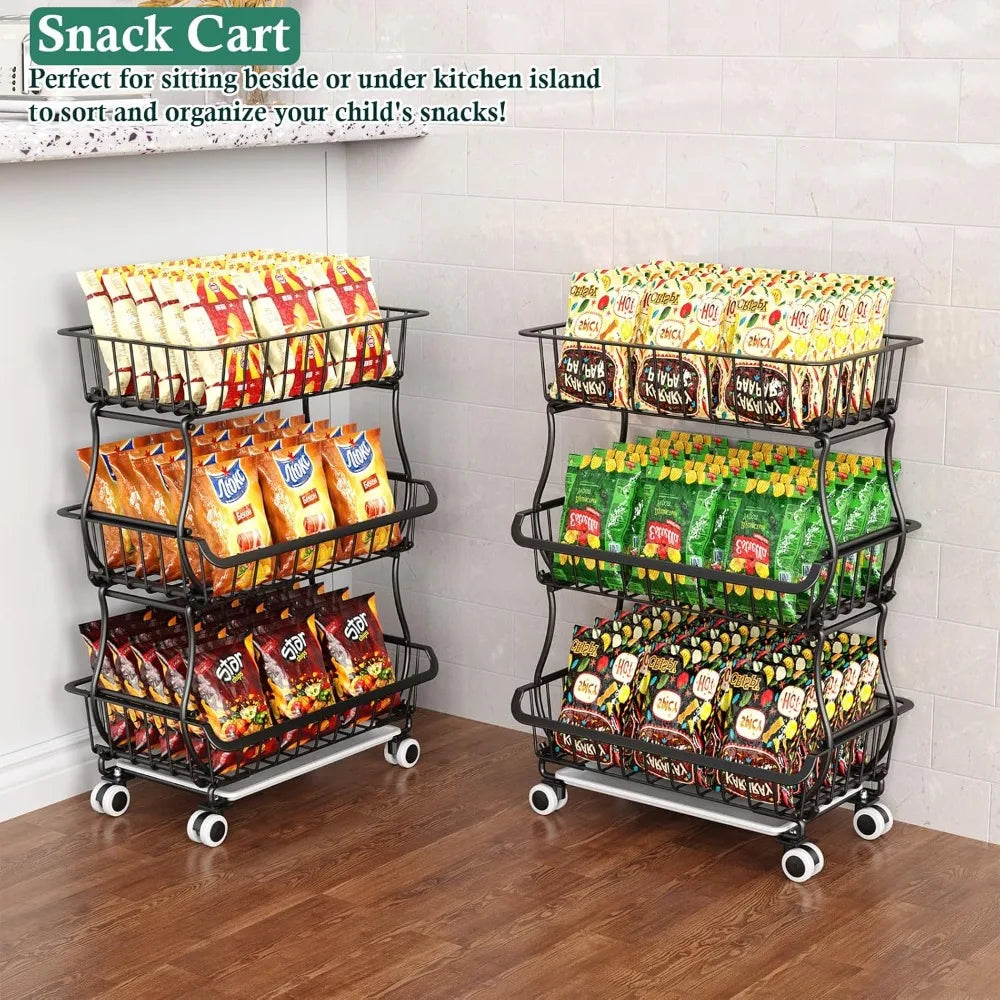 Hign Concerned Pantry Cart With Wheels Stacking Baskets