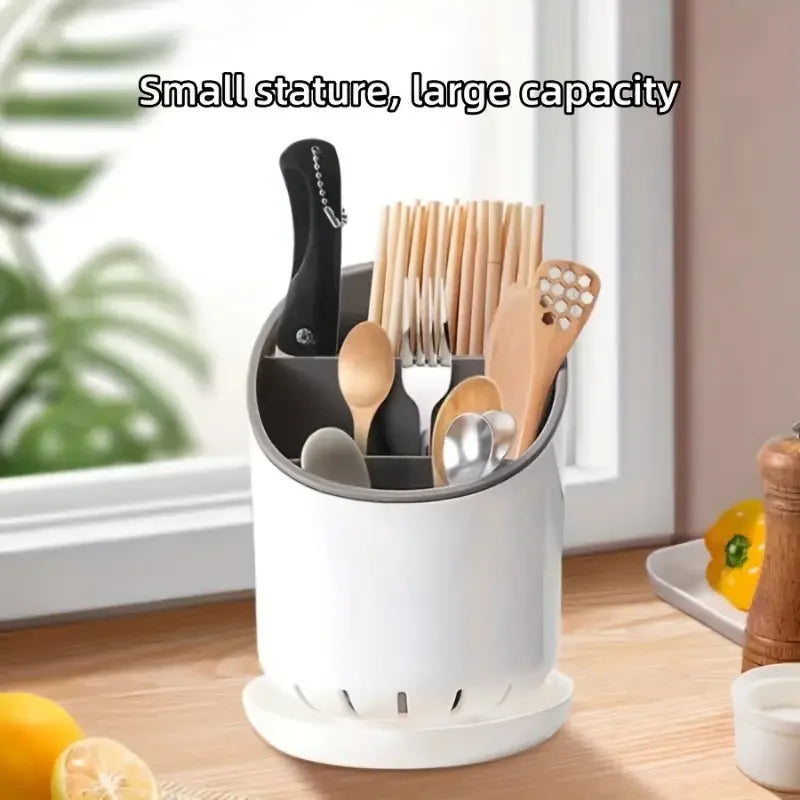 Kitchen Chopsticks Drain Tube With Plate Storage Rack