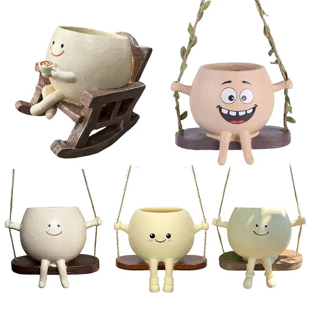 APWIKOGER Creative Rocking Chair Face Planter Pot For Succulents