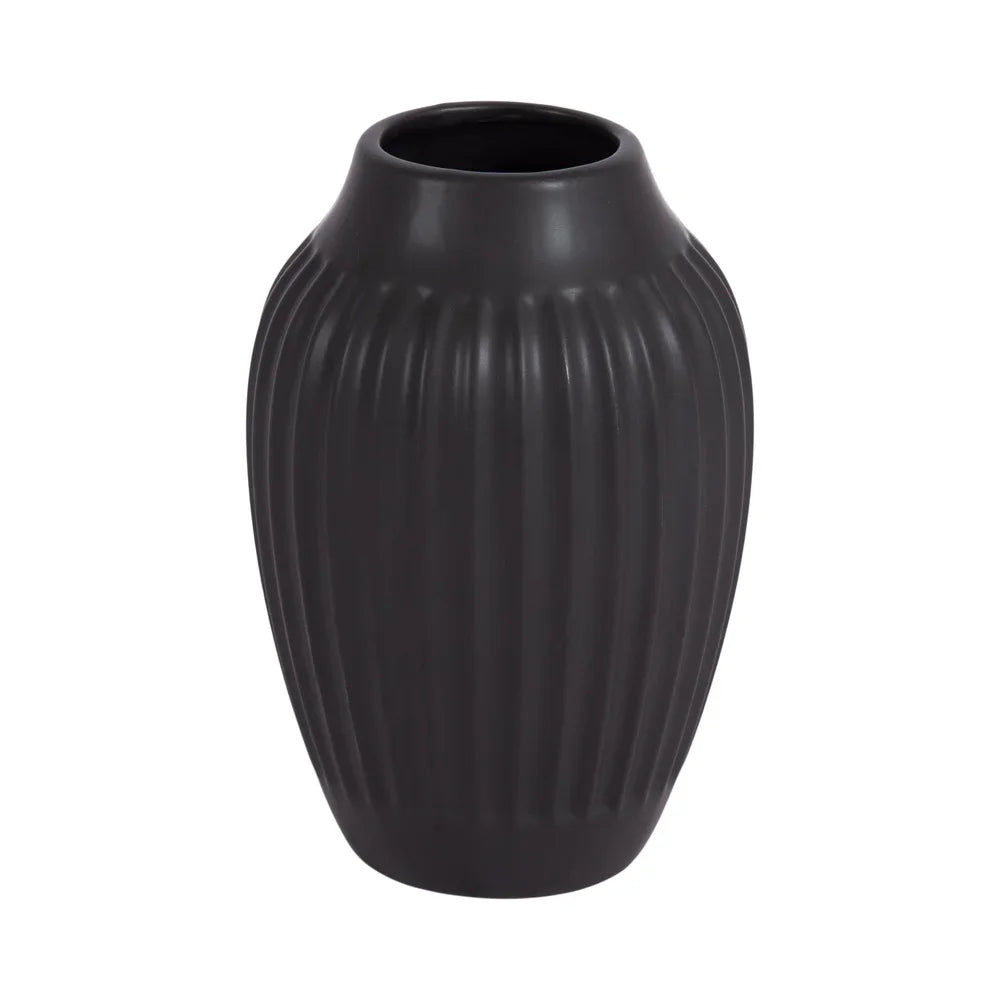 Ribbed Ceramic Curved Vase For Tabletop Decor Gifts