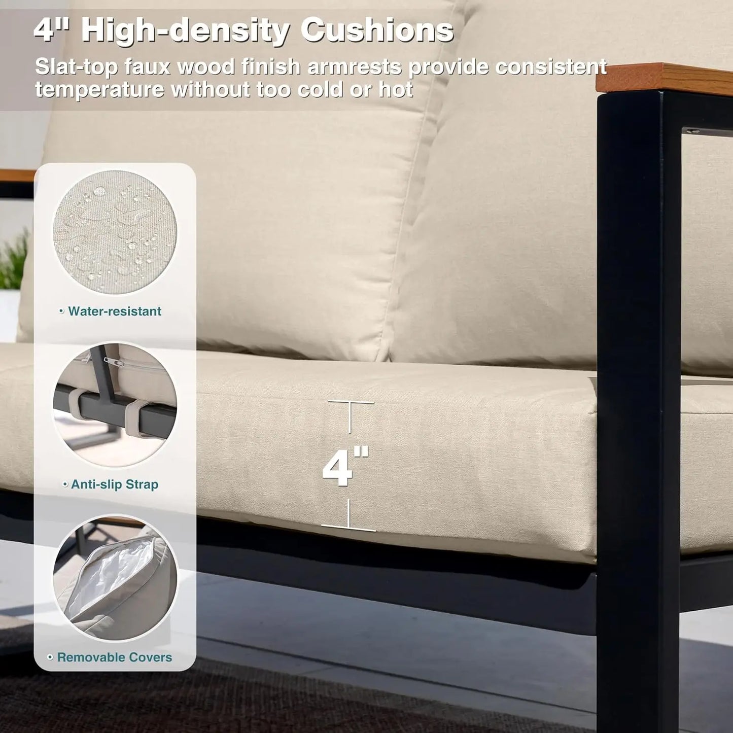 Wooden Outdoor Patio Furniture Set With Coffee Table 4 Piece