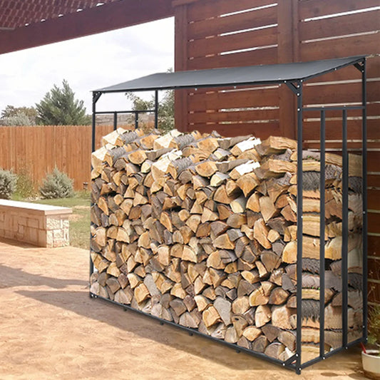 Heavy Duty Outdoor Firewood Storage Log Rack With Top Cover