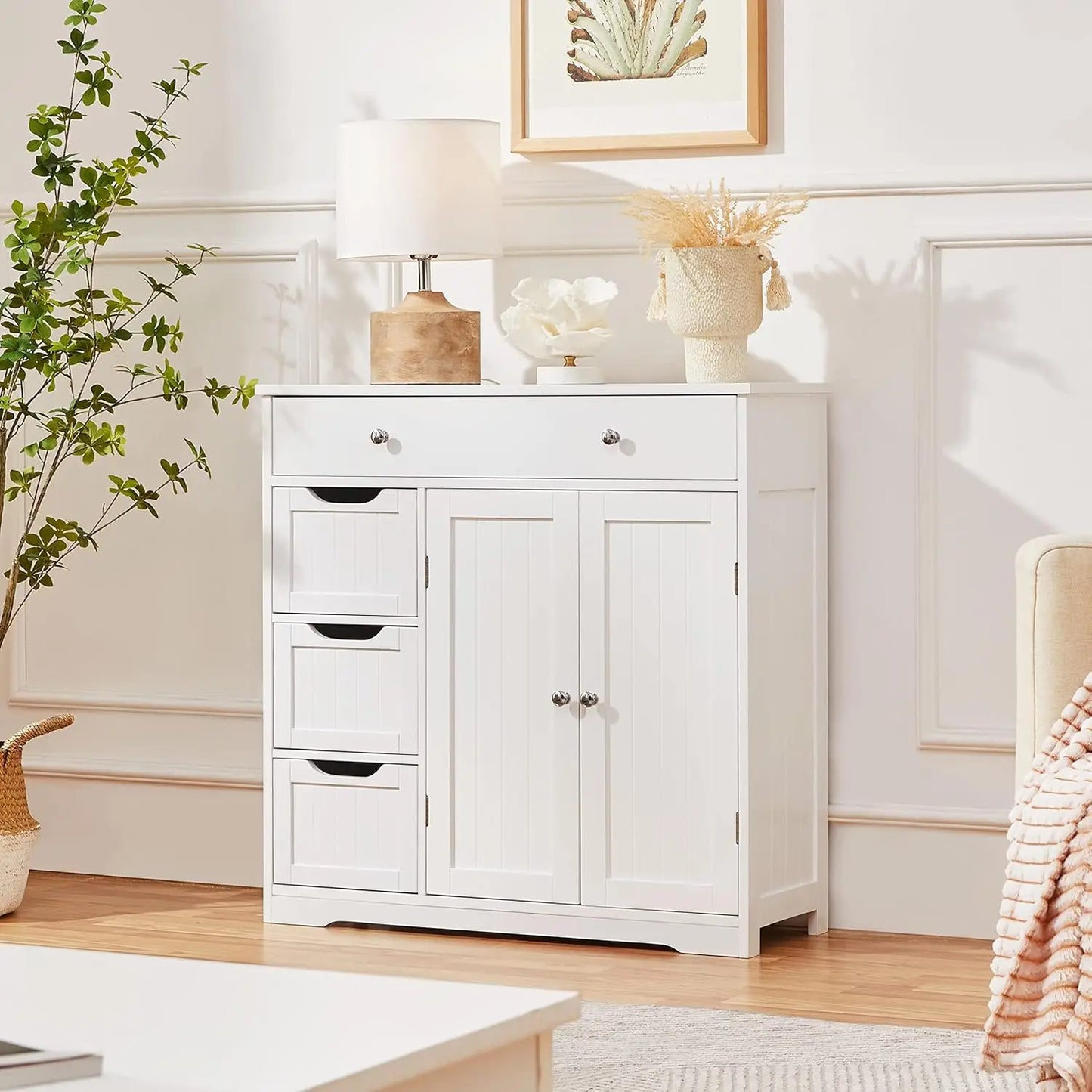 XMSJ Free Standing Bathroom Cabinet With Drawers And Doors