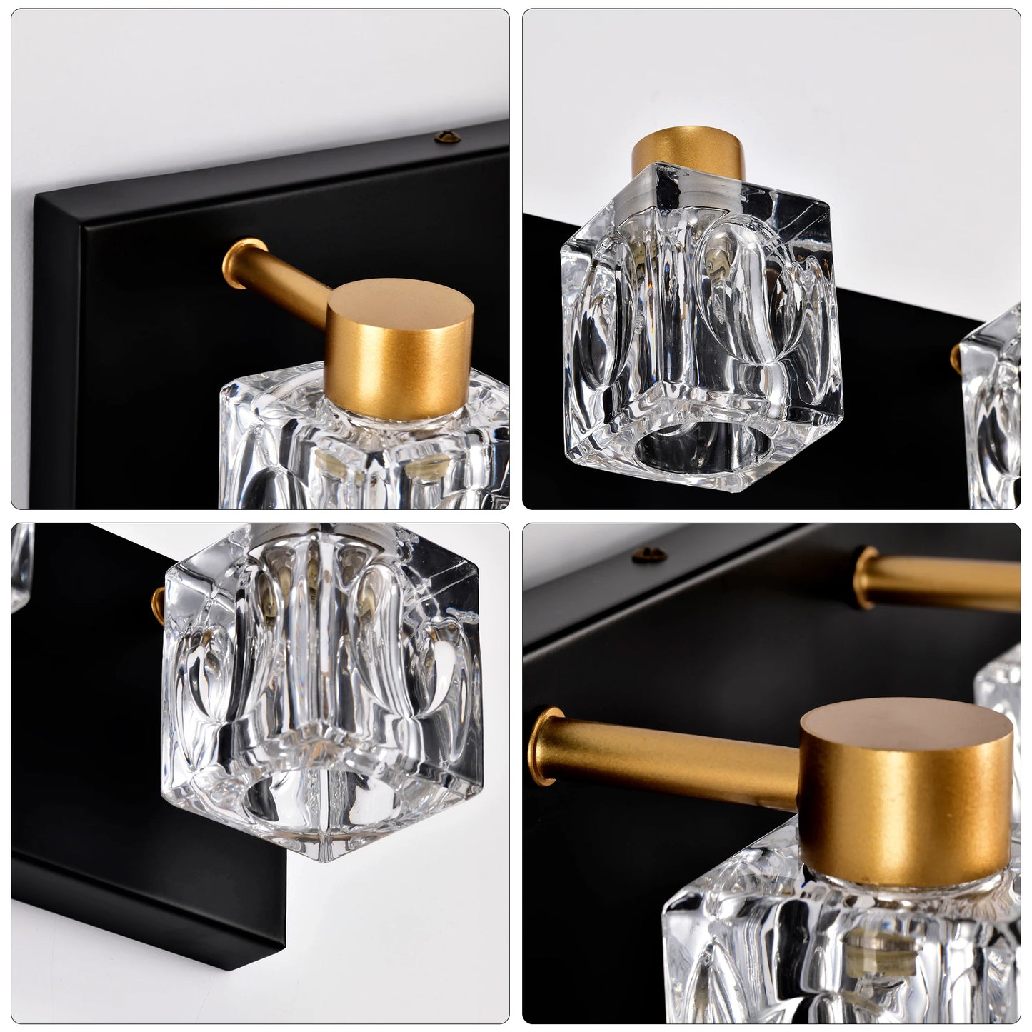 4 Light Bathroom Vanity Fixture With Crystal Glass Shade