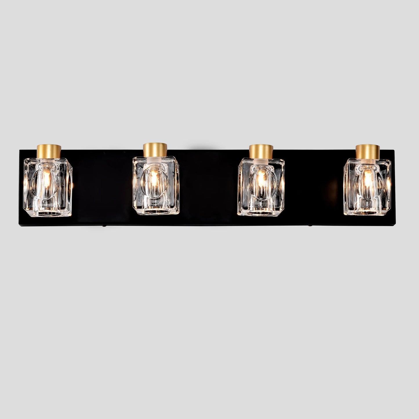 4 Light Bathroom Vanity Fixture With Crystal Glass Shade