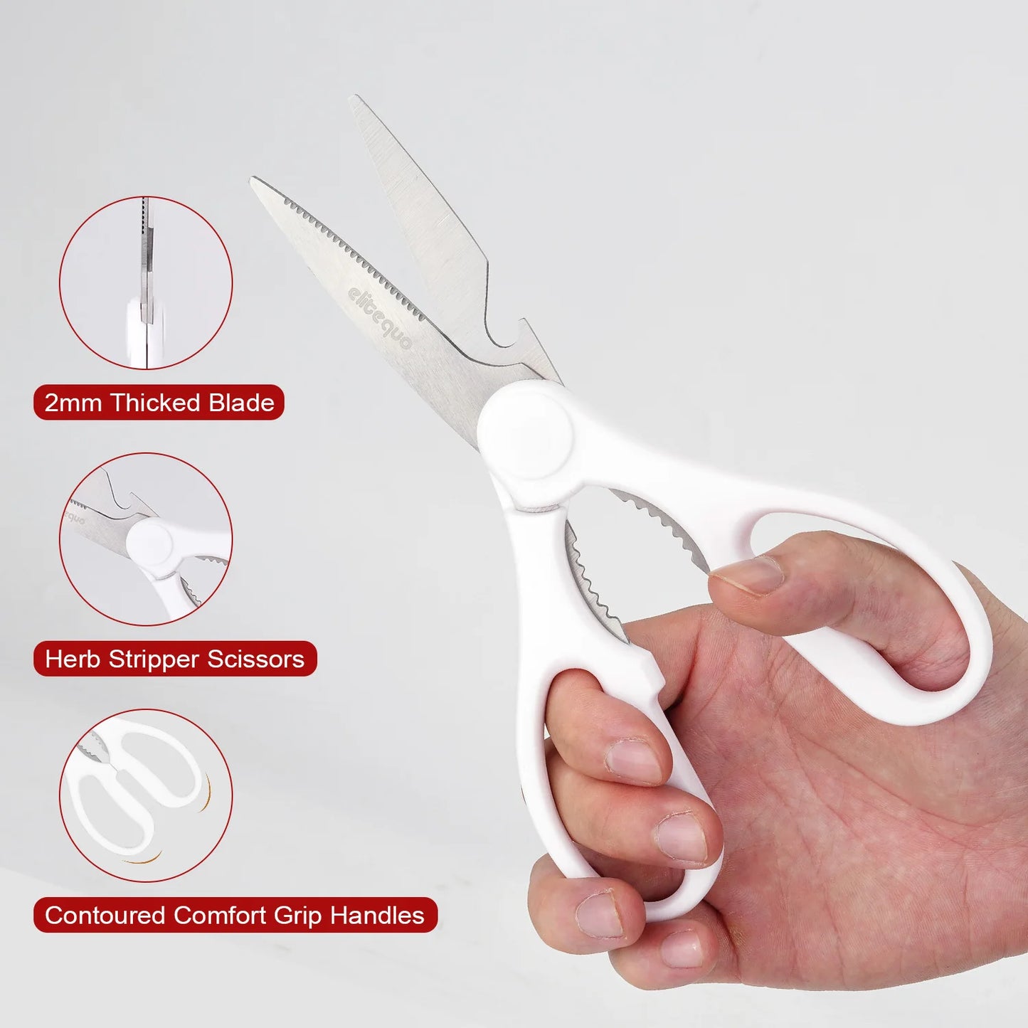 Elitequo All Purpose Kitchen Scissors Heavy Duty Dishwasher Safe Stainless Steel