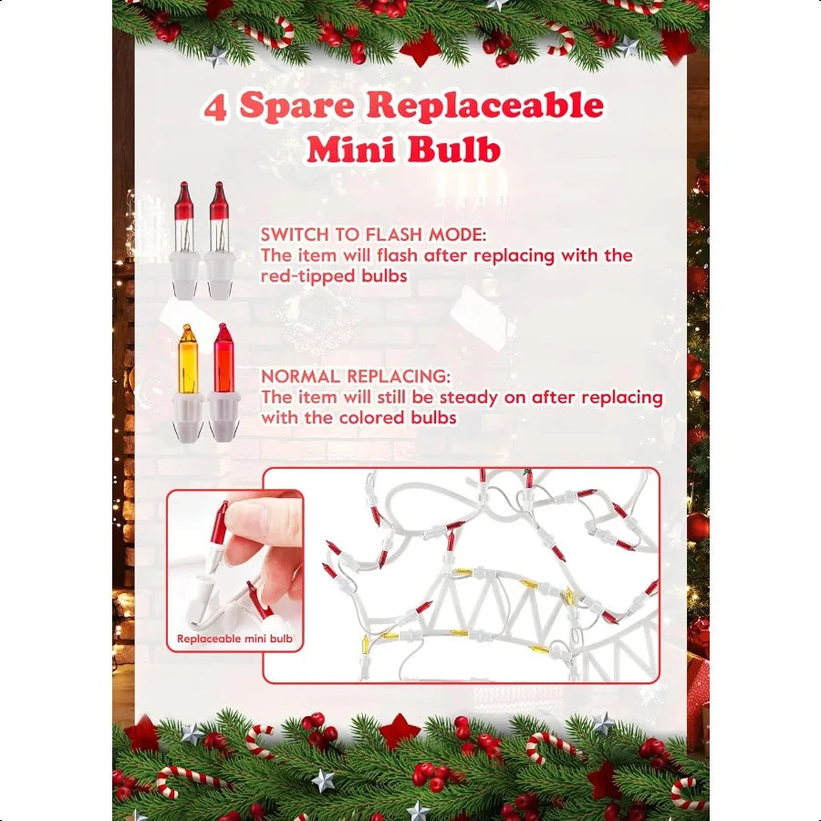 4 Pack Christmas Window Silhouette Lights Decorations Lighted Wreath Candy Cane Snowflakes Snow Man