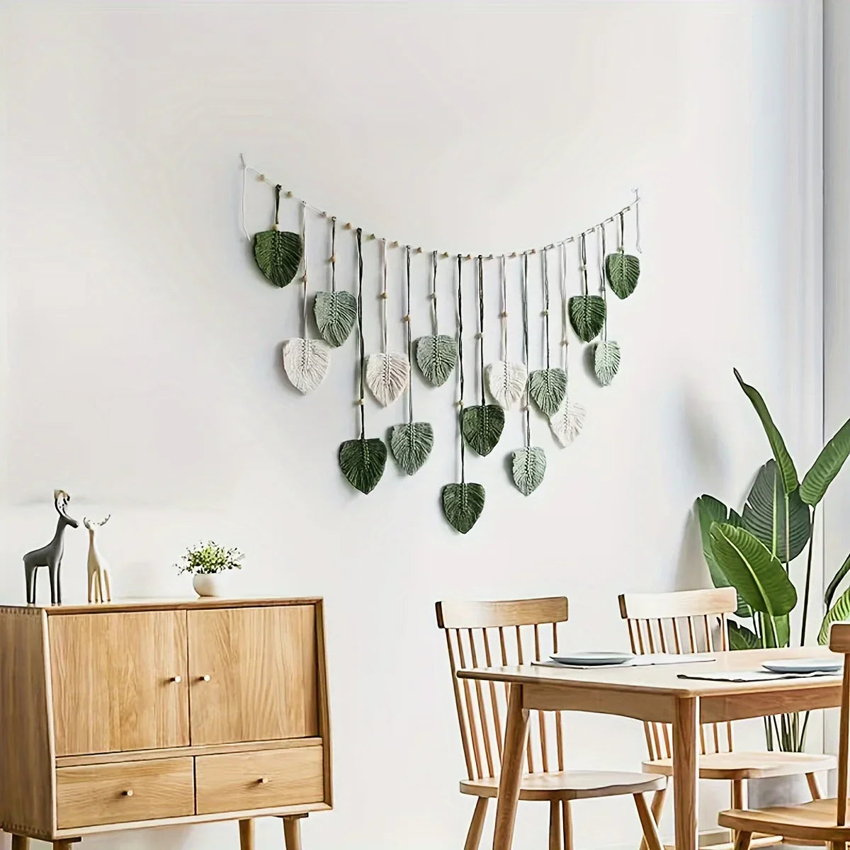 Modern Woven Wall Decor Leaves Bohemian Home Accent