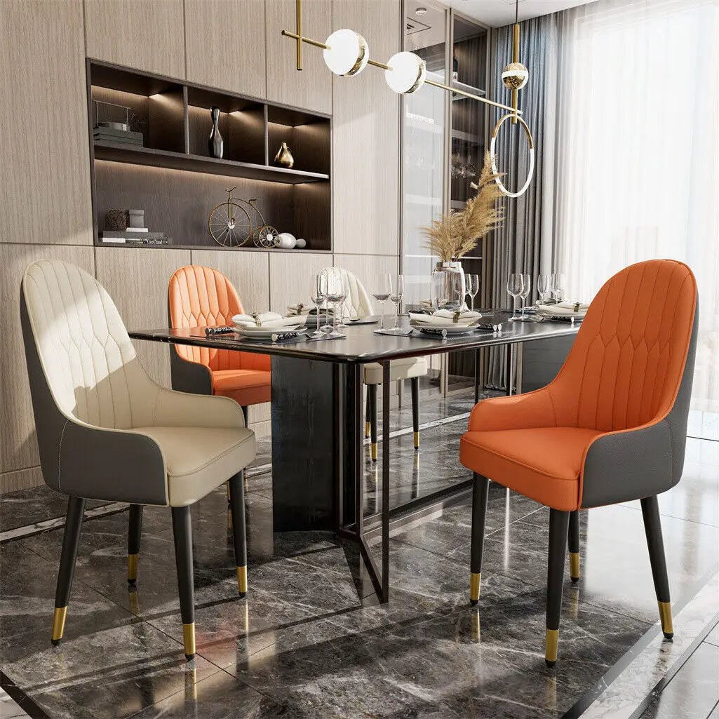 LUVODI PU Leather Dining Chairs With Arms Modern Metal Legs