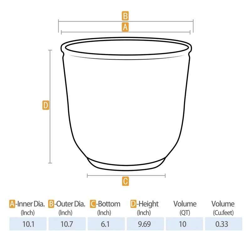 Recycled Plastic Round Planter Drainage Holes UV Resistant Indoor Outdoor