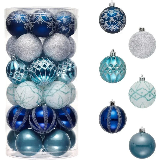 LISME Elegant Shatterproof Christmas Tree Ornaments Set 30 Pieces For Holiday Party