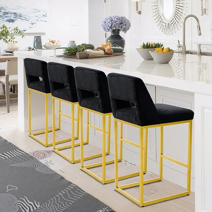 ZHUOTING Modern Bar Stools With Backs Upholstered Faux Leather