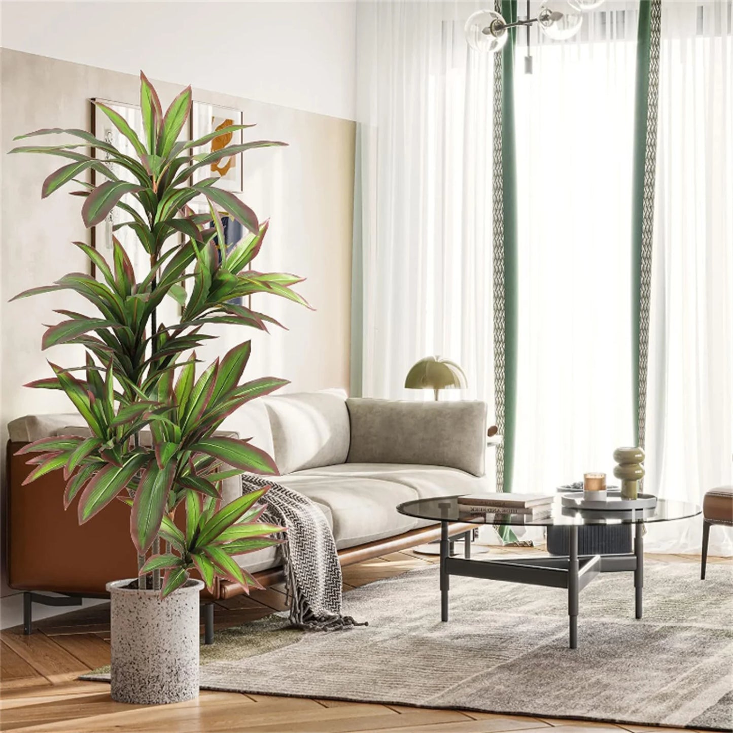 HiMISCN Artificial Dracaena Indoor Plant In Pot With Adjustable Branches