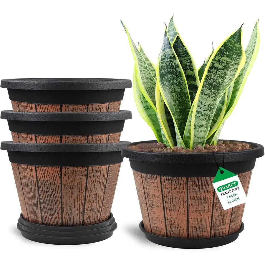 Whiskey Barrel Planter With Drainage Holes And Saucer